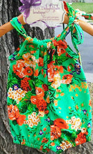 Load image into Gallery viewer, Green floral pillowcase romper